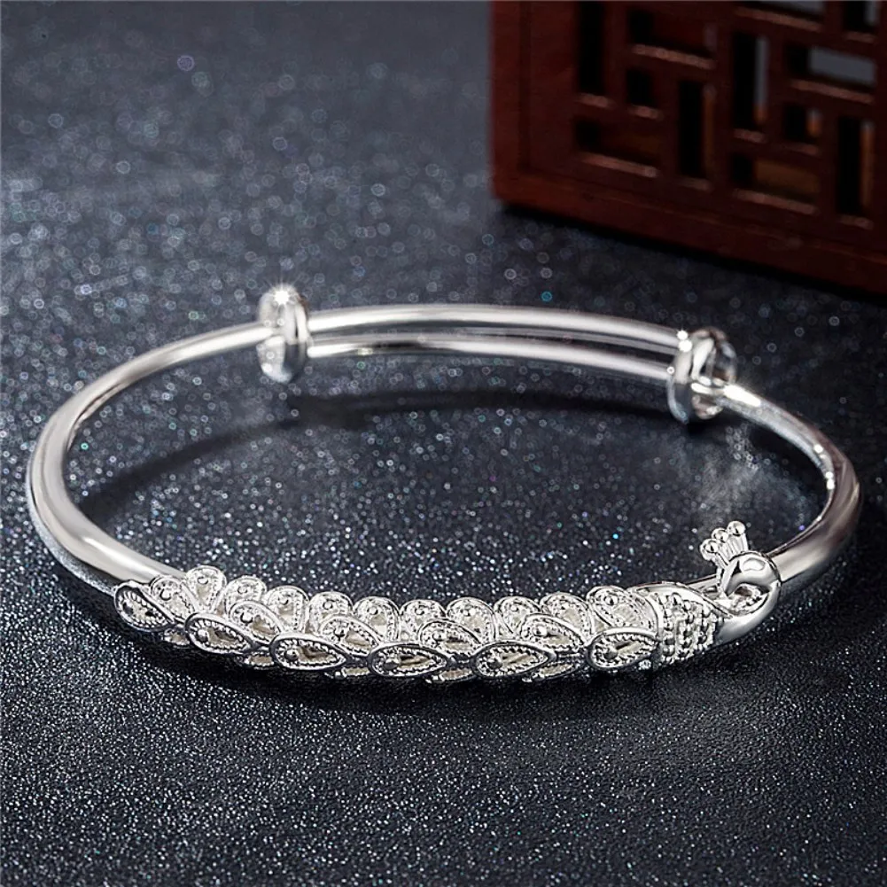 Hot Pretty elegant Phoenix bangles 999 Sterling Silver cuff Bracelets for Women charms Jewelry Fashion Party Holiday gifts