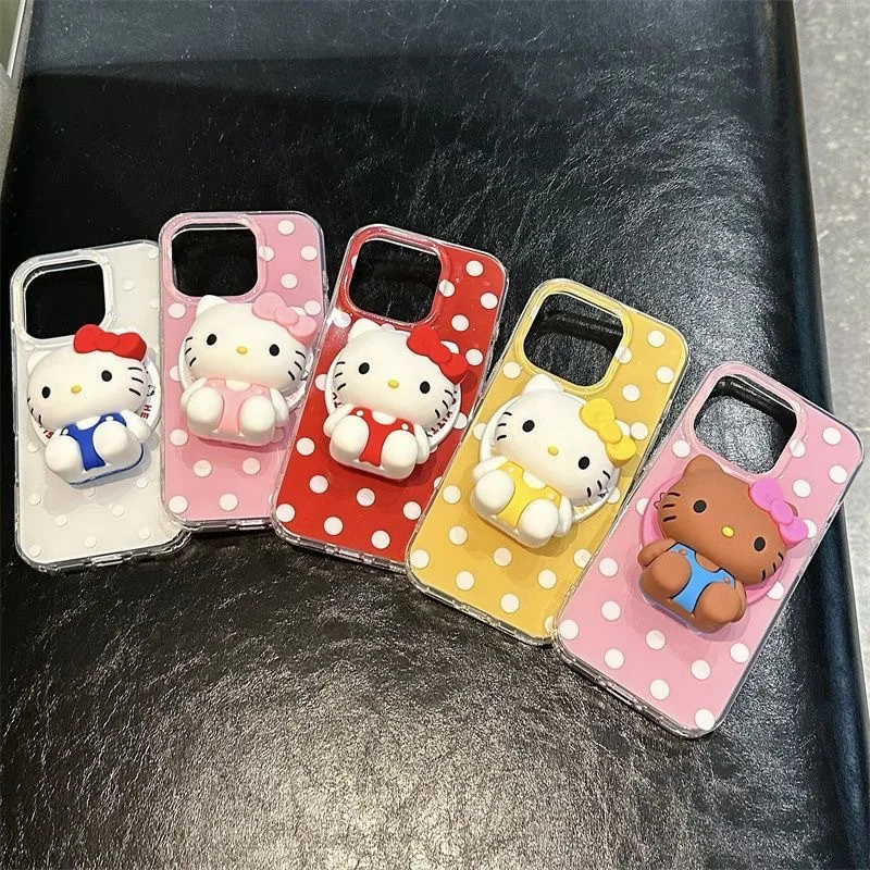 حامل قبضة الهاتف المحمول المغناطيسي Hello Kitty قابل للطي لهاتف Magsafe IPhone مقبس جيب حامل هاتف لطيف لهاتف Samsung Mac Bracket #2