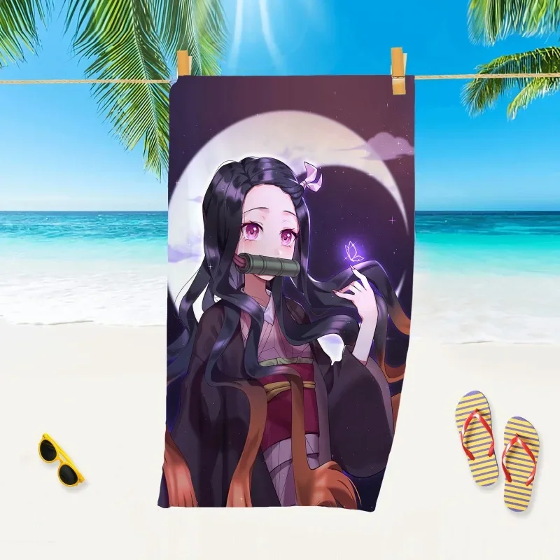 

In Stock Animation Demon Slayer Kamado Nezuko Fitness Running Sweat Practical Beach Towel Swimming Bath Towel Anime Model