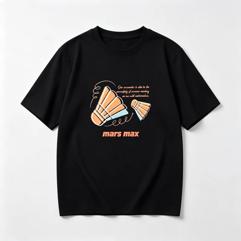 Badminton Racket Graphic T Shirt Watercolor Splash Print Pure Cotton Short Sleeve Unisex Casual Streetwear Tee For Sports Fans