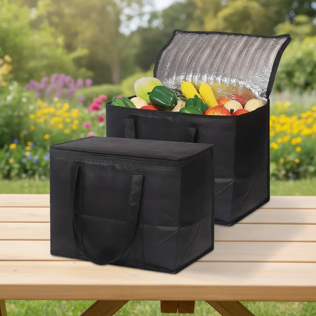 New High Quality 1Pcs Durable Large Capacity Insulated Bag Zipper Portable Tin Foil Food Bag 40L Refrigerated Bag Picnic Camping