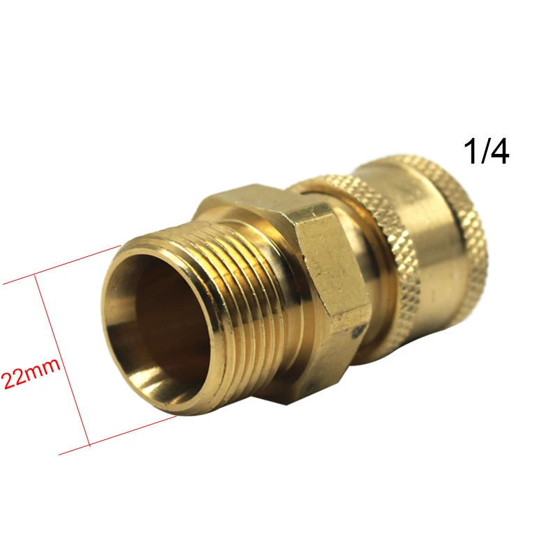 Alta Pressão Washer Copper Connector, Adaptador de Conexão Rápida, Bicos De Lavagem De Carro, M22 Masculino 1/4 \