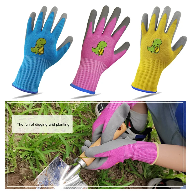 DIY Kids Gardening Gloves For Toddlers Oil Resistant Lightweight Waterproof Breathable Safe Without Odor,Age from Year 5 to13