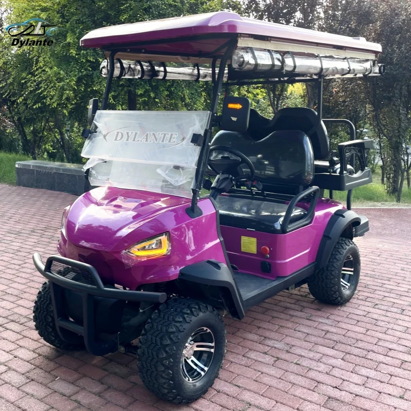 USA Hot Sale Solar Panel Powered Electric Golf Cart Street Legal City Walk-In 4 Seater Off-Road Hunting Car with CE DOT