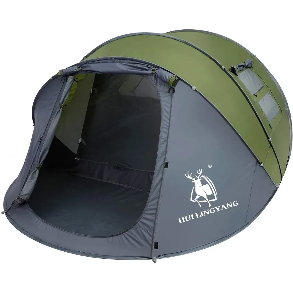 Impermeável Dupla Camada Tendas Familiares Instantâneas, Fácil Pop Up Tent, Configuração Automática, 12,5 'x 8,5' x 53,5, 6 Pessoas, Frete Grátis