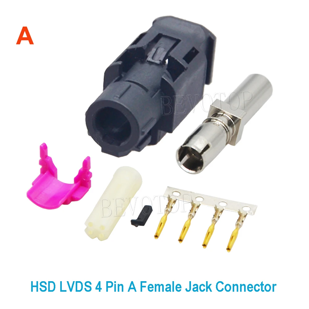 10Pcs/Lot HSD LVDS 4 Pin Connector Code A/B/C/D/E/F/G/H/K/L/Z Female Jack Straight Crimp for 535 4 Core HSD LVDS Cable