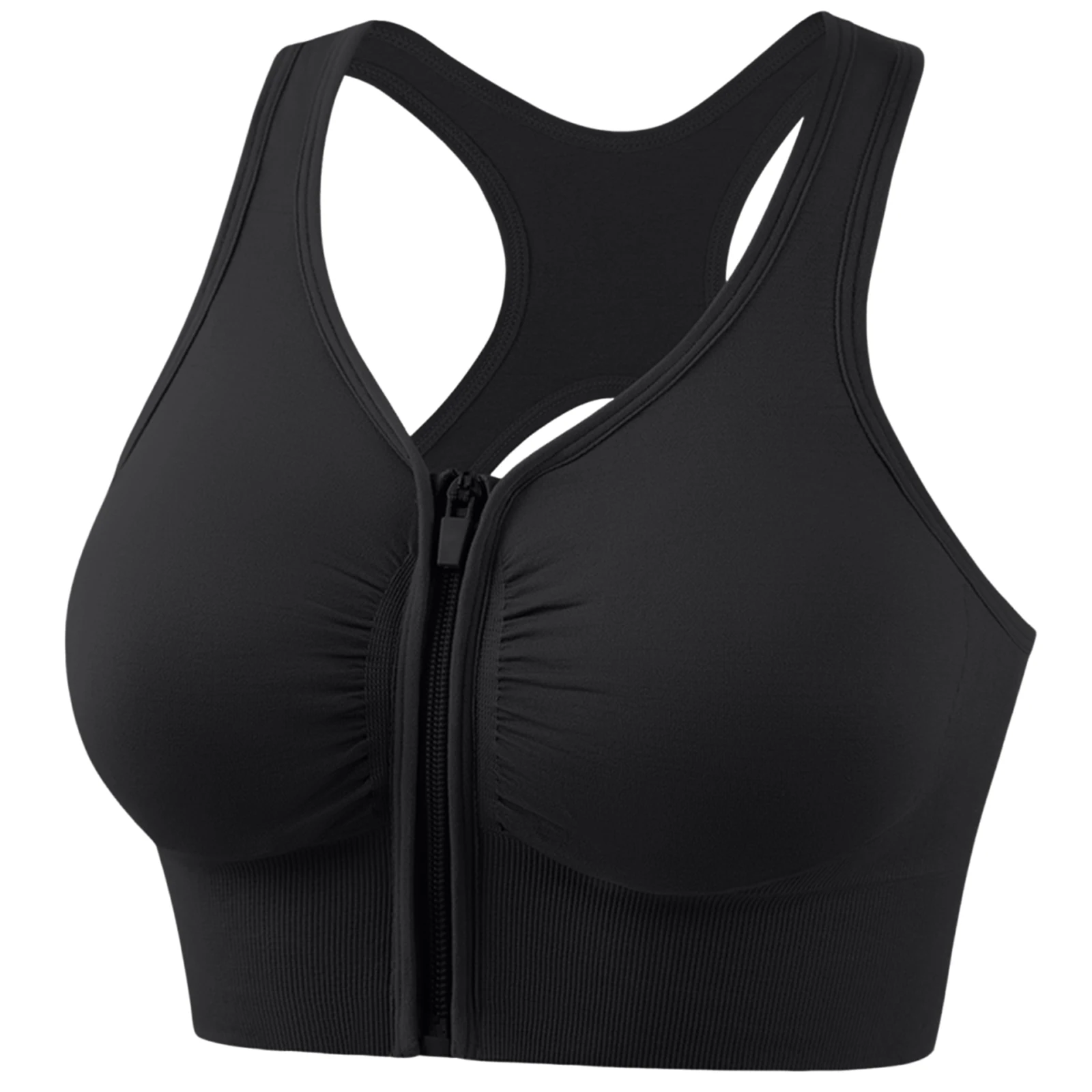 Bra Olahraga Wanita Nyaman dan Bernapas untuk Lari, Yoga, Fitness, dengan Desain Cantik di Bagian Belakang dan Ritsleting Depan, Menyerap Guncangan