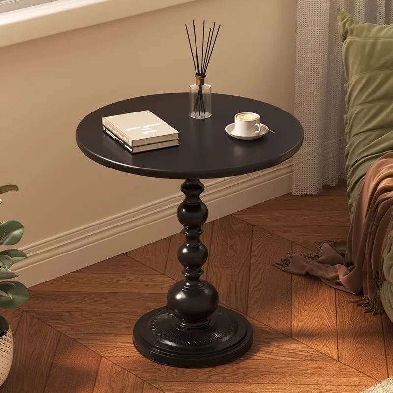 

Round Side Table Coffee Table Vintage Rustic Bedside Nightstand Metal Frame End Table Modern Chinese Style Small Round Table