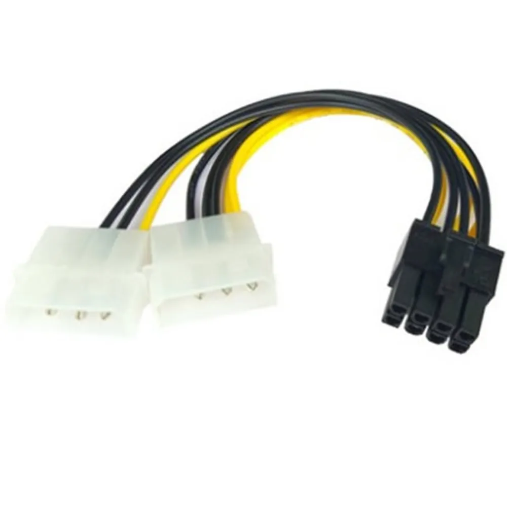 Dual 4Pin Molex To 8Pin PCIe Power Cable Y Splitter PCI Express Graphics Card GPU Video Card Power Converter Adapter Wire For PC