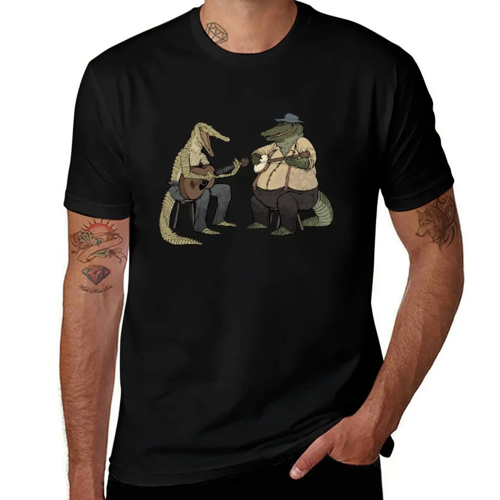 Dueling Crocodylidae T-Shirt Fashion Casual Short Sleeve T-Shirt