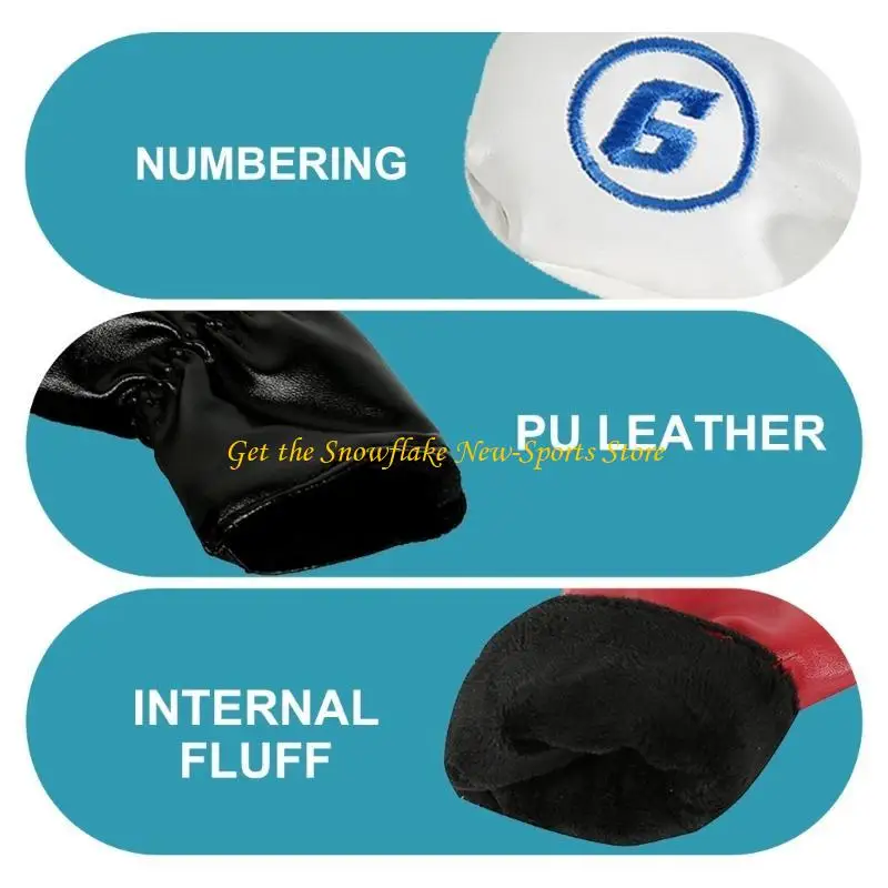 E56D 9Pcs Golfs Iron Head Cover with Big Number for Long Neck Golfs Club Head Thick Synthetic PU Leathers Golfs Head Cover
