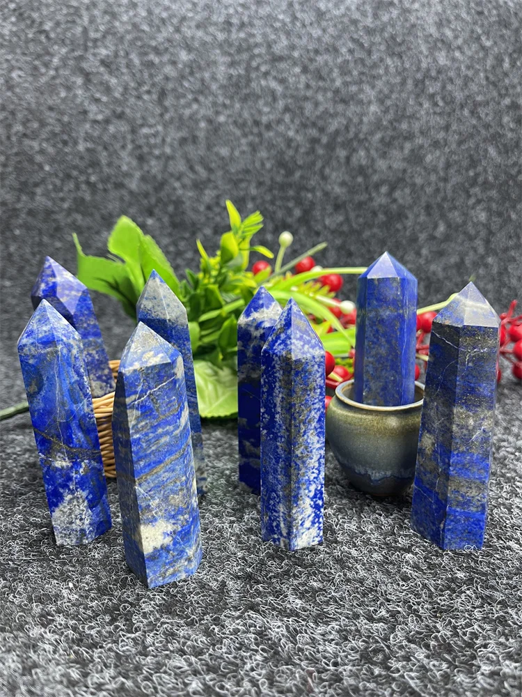 

Minerales Natural Lapis Lazuli Hexagonal Obelisk ​Reiki Healing Wand Find Ore Holiday Gifts Home Decor Decoratio Feng Shui Ltem