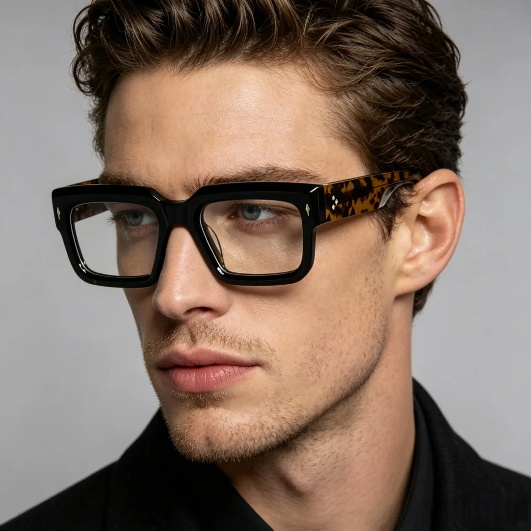 BATSION Vintage Thick Rectangle Acetate Eyeglasses Frame Men Women 54mm Lens Width Optical Glasses For Prescription Lenses