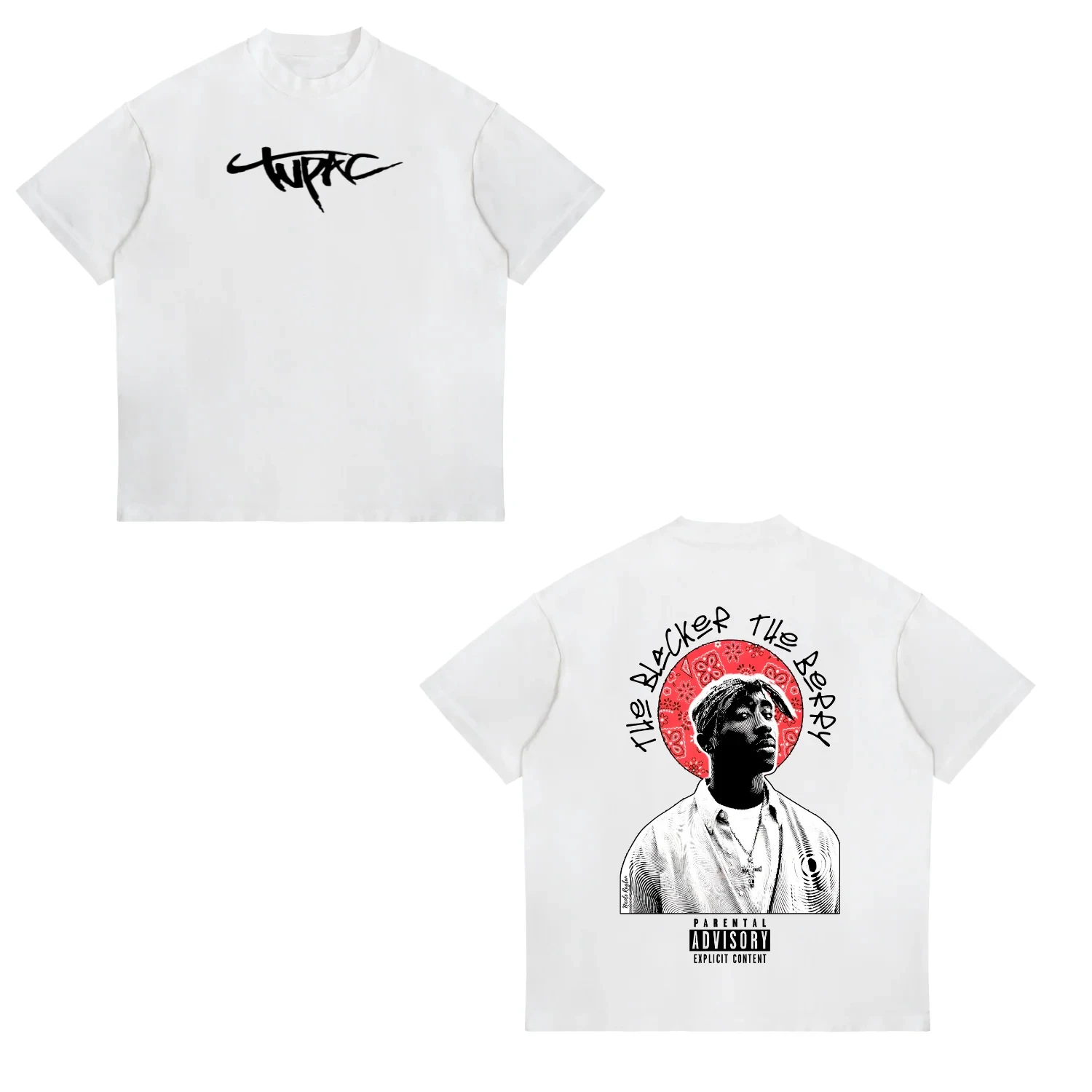 2026 Summer Fashion T-shirt Rapper Tupac Top Hip Hop Street Wear Oversized Short Sleeve T-shirt Men's and Women's T-shirts