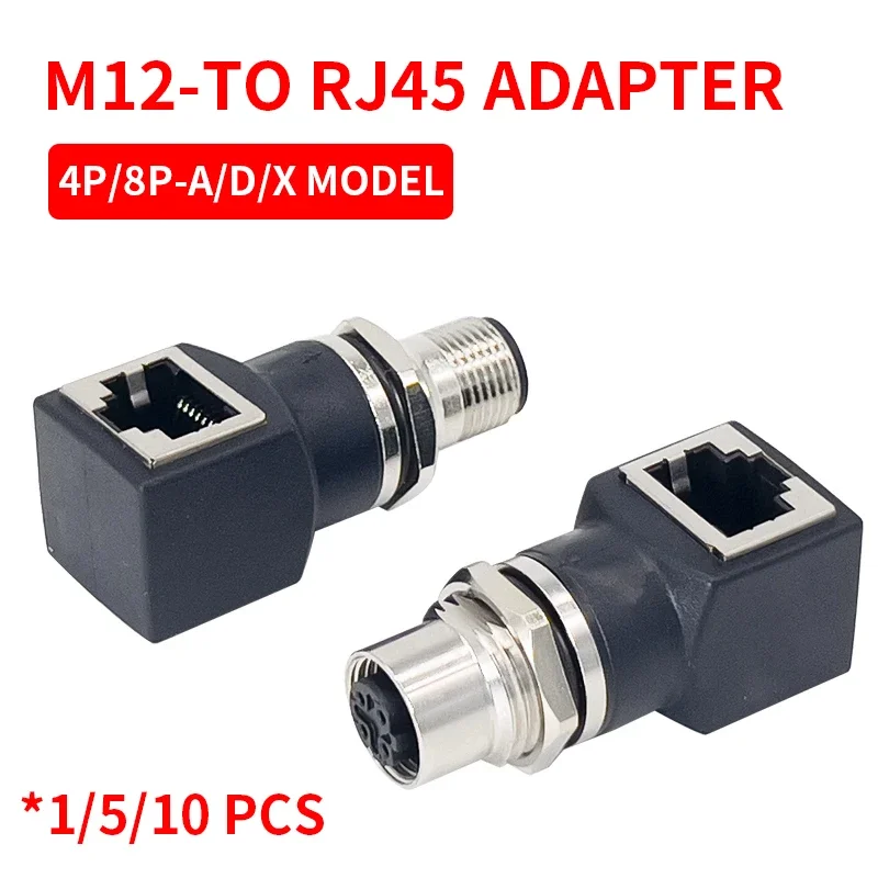 

1/5/10 Sets M12 4P D type 8 pins A type X type to RJ45 connector adapter network cable to M12 male and female socket