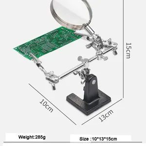 Yardım üçüncü el aleti, tutucu lehim, 5X kaynak büyüteç 2 timsah klipleri 360 derece dönen, tamir araçları, beton katkıları Çenelerin ilk 10 satışı, kaynak için №5
