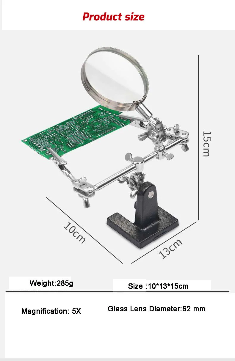 Imagem -04 - Ajudando a Terceira Mão Ferramenta Suporte de Solda com 5x Soldagem Lupa Jacaré Clipes 360 Graus de Rotação Ferramentas de Reparo Adju