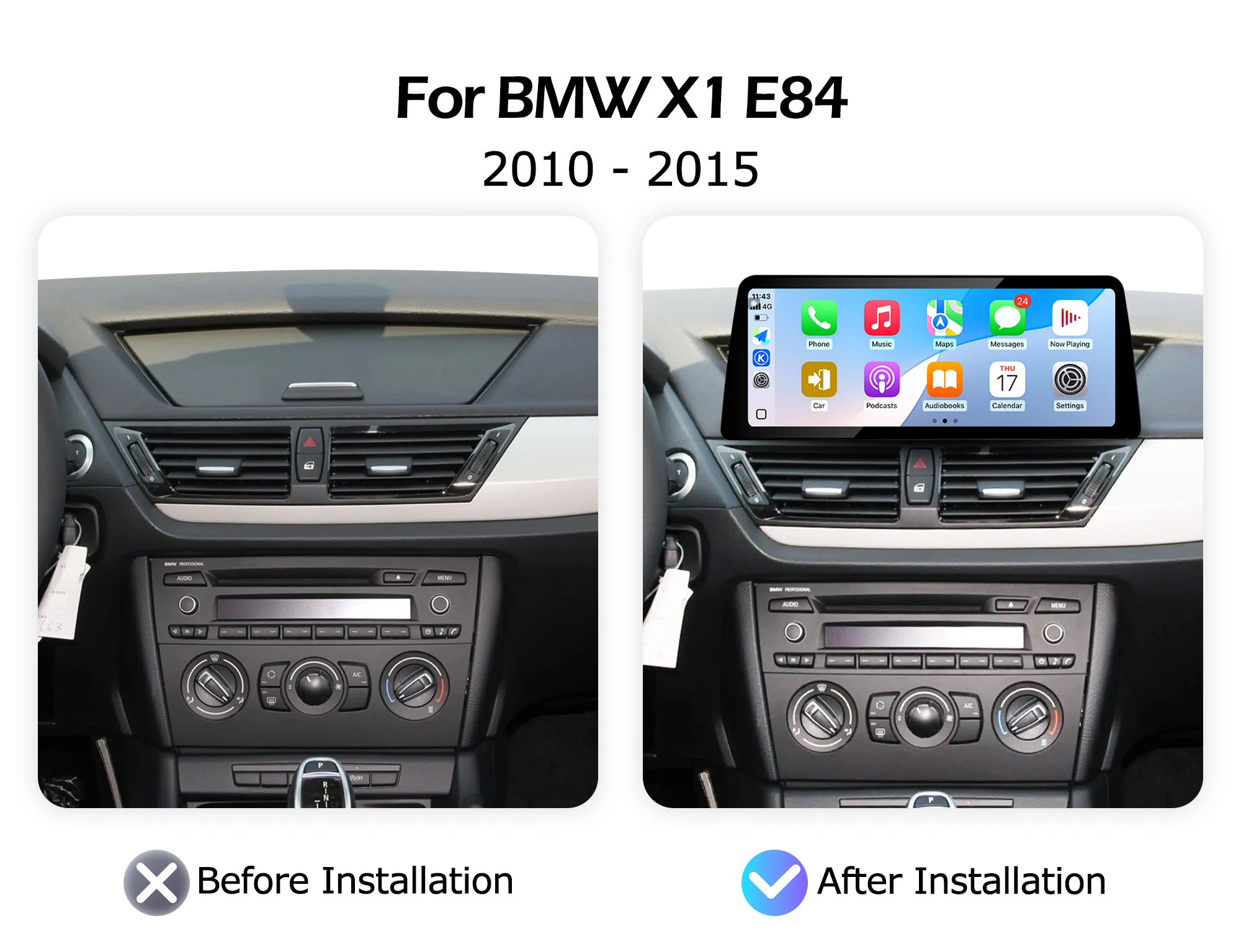 For BMW X1 E84 2010-2015 CIC System Without Original Screen Android 16 2400*900P Auto Wireless Carplay Multimedia Player BT