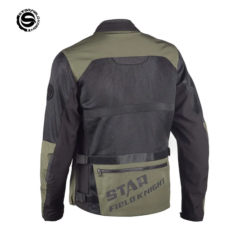 HOT Star Field Knight Men's Mesh Riding Clothes Summer Breathable Black Motorcycle Jacket With Body Protective Gear Accessories