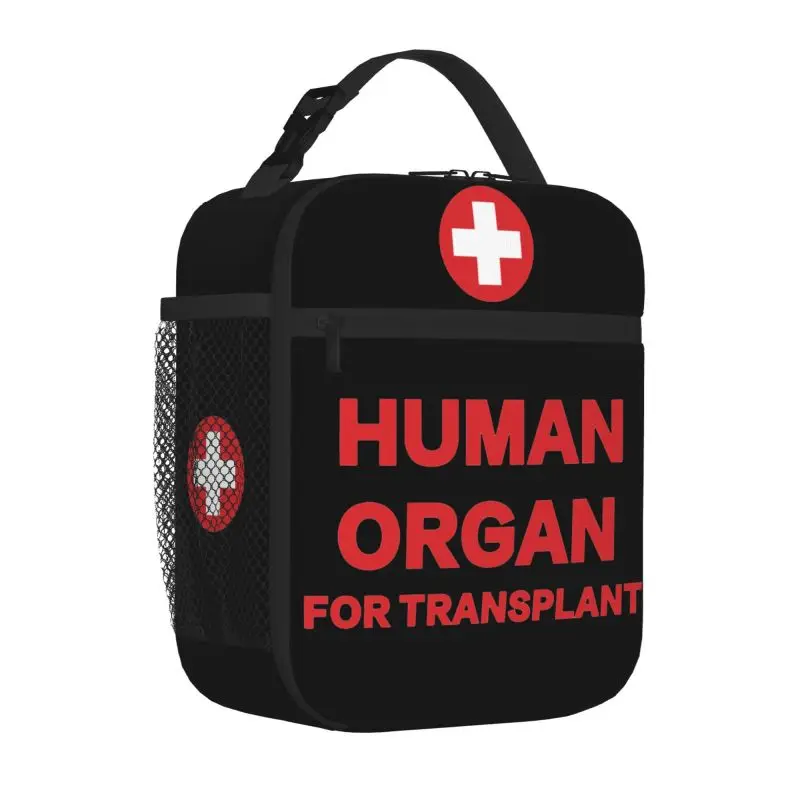 Funny Human Organ for Transplant Insulated Lunch Bag Reusable Waterproof Thermal Oxford Bento Tote Bags for Work Travel Picnic