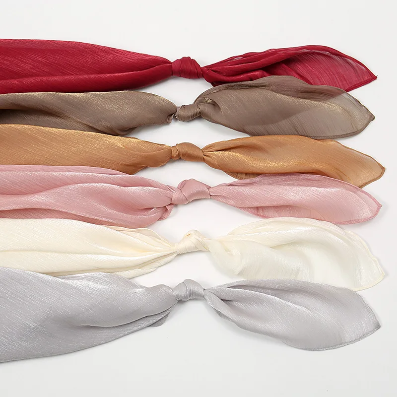 70*180cm One Piece Women Solid Plain Lurex Crepe Chiffon Hijab Wraps Soft Long Islam Shawls Muslim Crinkle Scarves