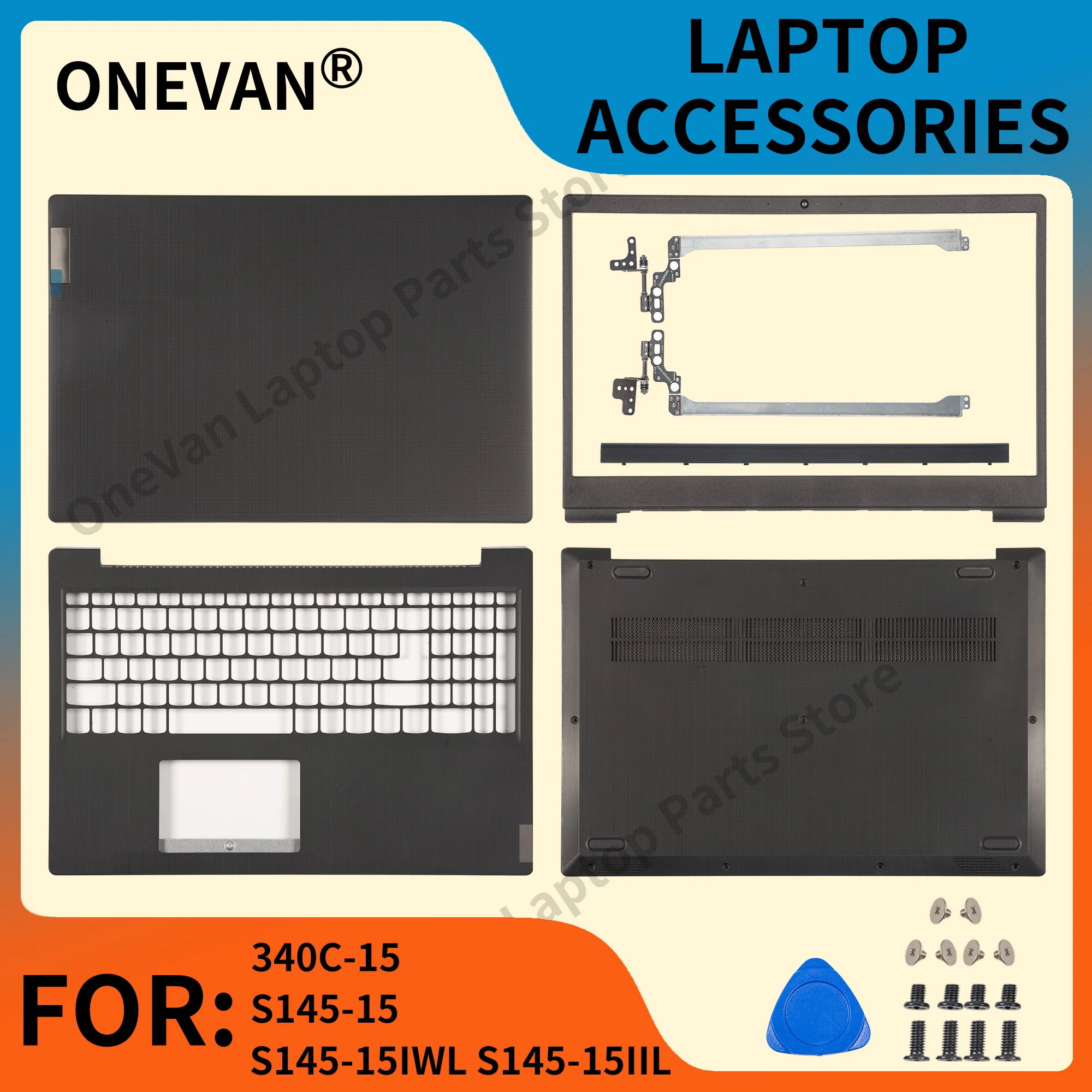 

Чехол для корпуса ноутбука Lenovo Ideapad S145-15 S145-15IWL 340C-15, задняя панель ЖК-дисплея, Упор для рук, нижняя петля, черная крышка