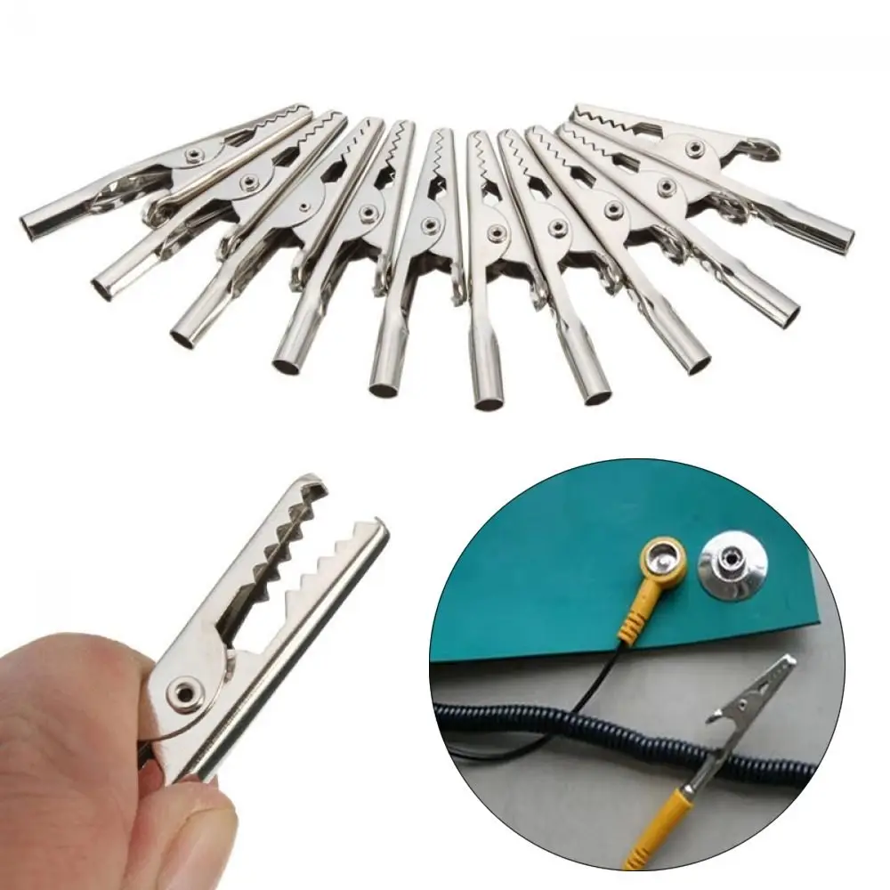 10Pcs/Set Durable 51mm 10A Alligator Clips Nickel Plated Single Prong Electrical Test Clip Metal Battery Clamps Cable Lead