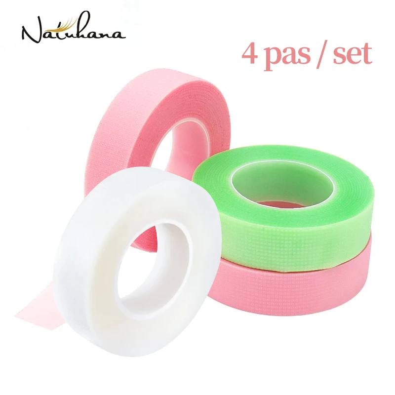 4Pcs Pink Green Transparent False Eyelash Extension Tape PE Anti-Allergy Easy Tear Eye Gel Tapes for Eye Makeup Tape Tools