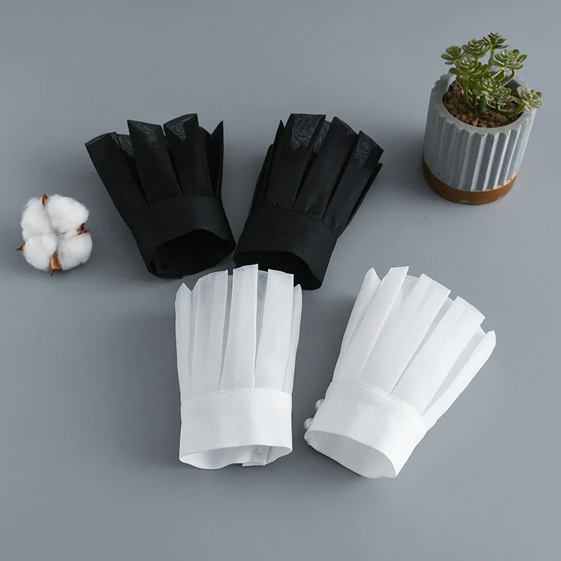 

White Fake Cuff Sleeve for Women White Female Pleated Flare Sleeve Detachable False Cuffs Ruffles Wristband Horn Cuffs