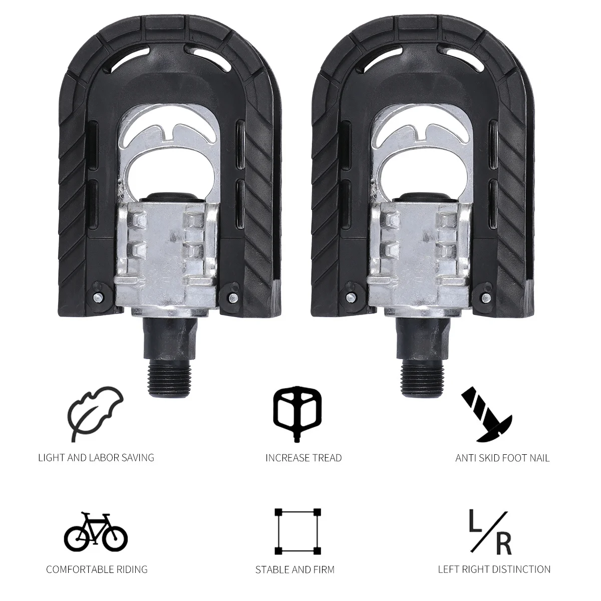 

2pcs Folding Bike Pedals Black Hollow Design Reflective Stripe For Road Bicycle One Hand Fold Cycling Accessories