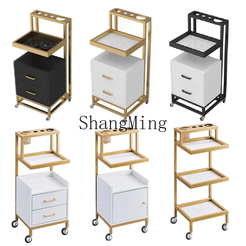 

FG Internet celebrity trendy shop hairdresser tool platform mirror table hair cutting trolley barber shop work cabinet