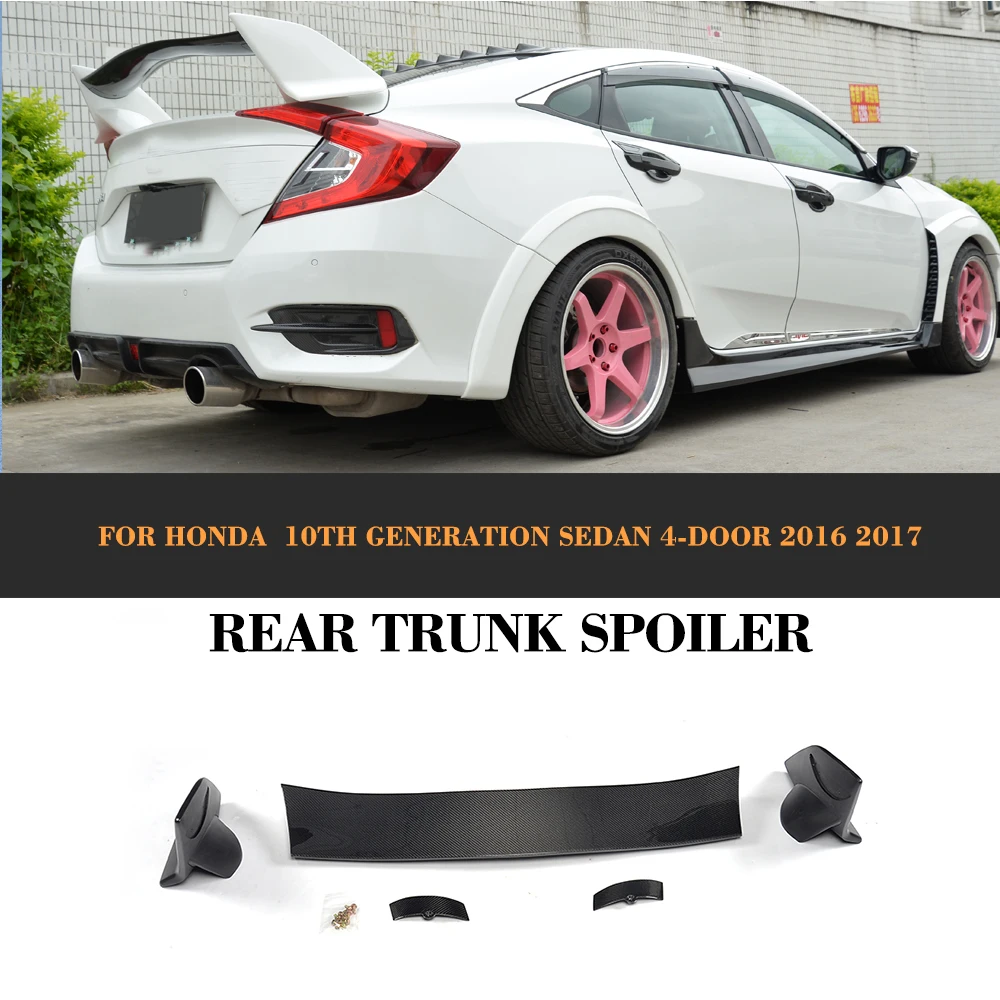 Carbon Fiber And ABS Rear Trunk Race Spoiler Wing For Honda Civic 10th Generation Sedan 4 Door 2016 2017 Car Styling