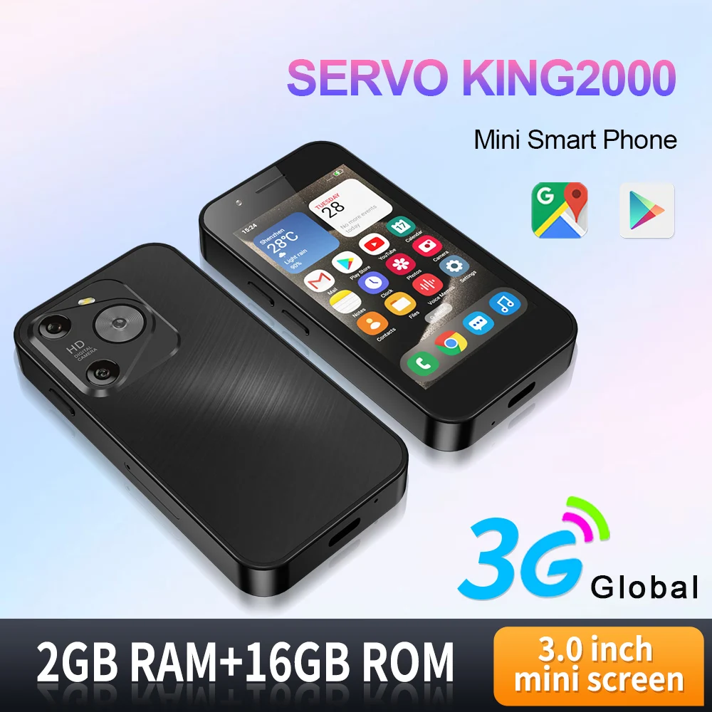 Original SERVO KING2000 Compact Mini Smartphone Android 3G WCDMA 16GB ROM Play StoreTelefonos Celular Smart Phone Fashion Trend