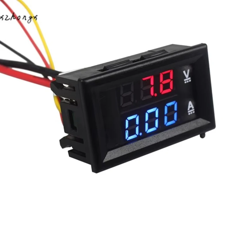 10A red blue dc0-100v LED dc double three display digital tube voltage meter with fine tuning