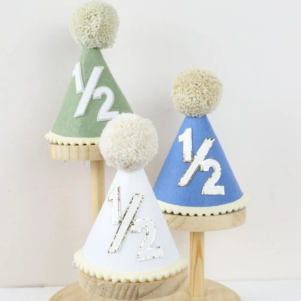 High Quality Sweet Birthday Hat Handcrafted Pom Pom Neutral Color Pom Pom Birthday Hat Cone Hat Birthday Party