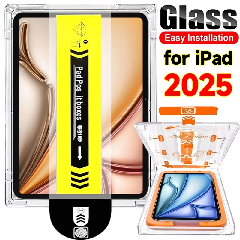 زجاج مقسى سهل التركيب لجهاز iPad Pro 13 11 M4 M3 M2 لجهاز iPad Air Mini 6 7 لـ iPad 11th 2025 A16 واقي شاشة زجاجي #1