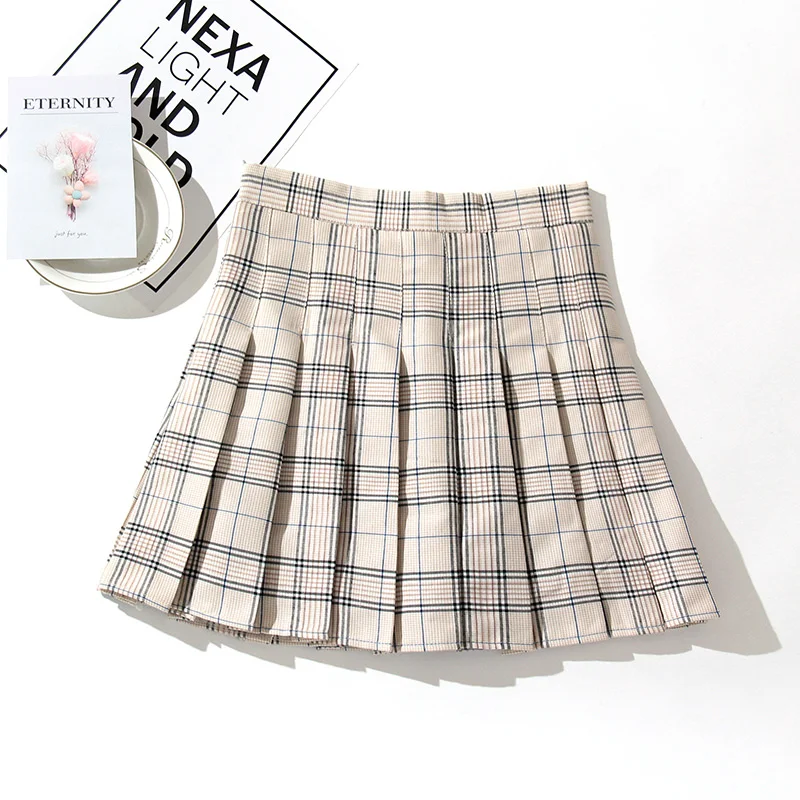 Blue Plaid Pleated Skirt with High Waist Autumn Girls Mini Saia Preta Korean Fashion Clothing Y2k Kawaii Short Skirts for Women