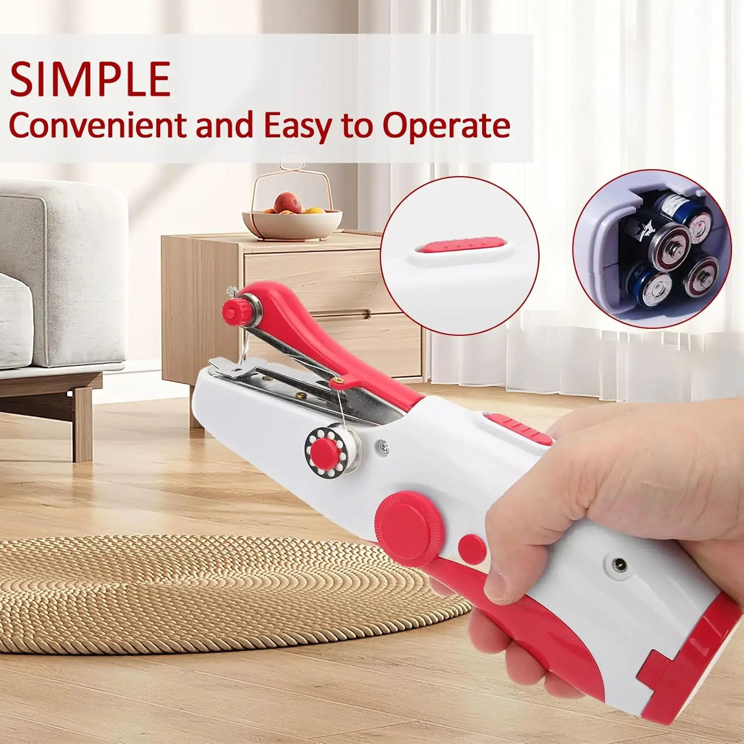 Battery-powered handheld sewing machine, beginner DIY patching tool, portable automatic sewing machine