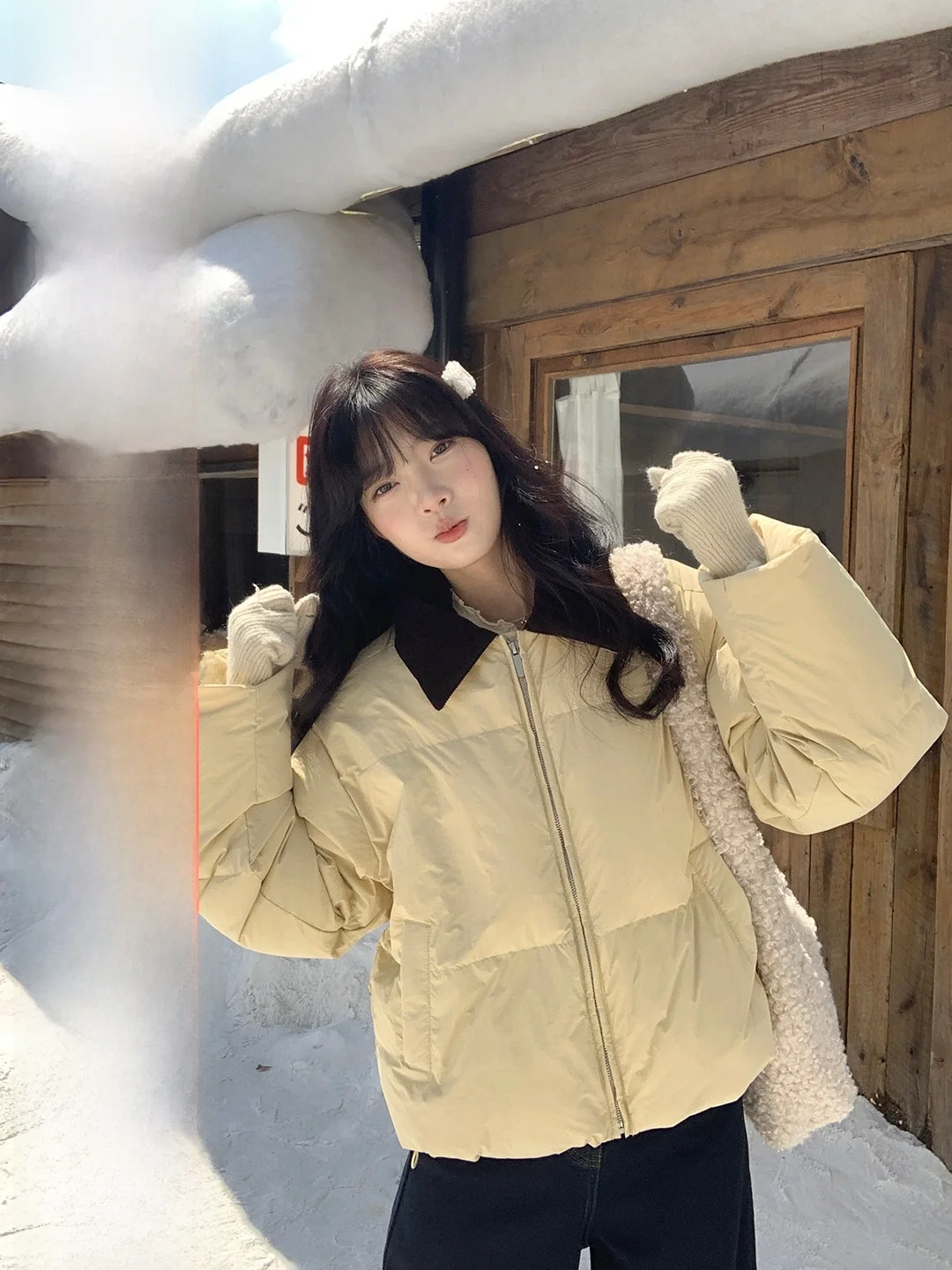 

Lixiaotuan Small Size down Jaet Korean Sle Faionable Versatile Warmth Zipper Closure Long Sve Loose Fit Ladies Coat