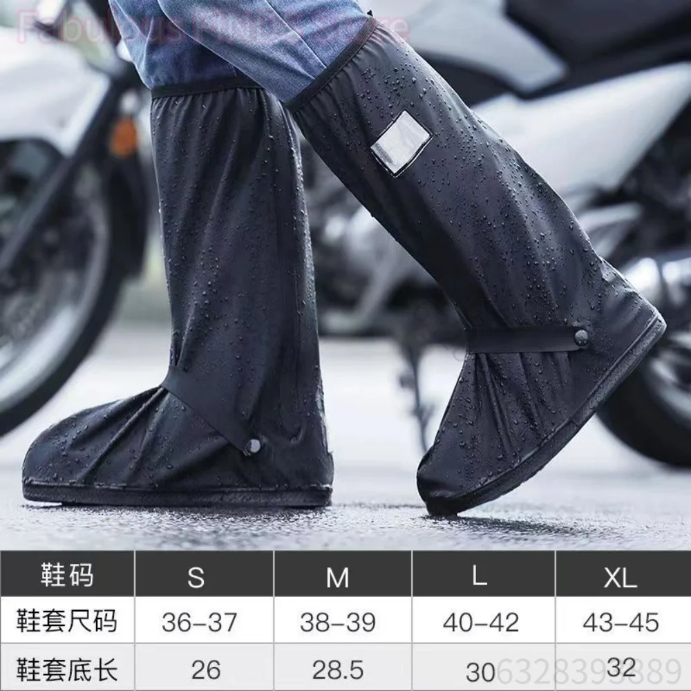Copriscarpe Impermeabile Nero con Riflettore, Copriscarpe Trasparente Alto per Moto e Bici, Protezione dalla Pioggia per Uomini e Donne