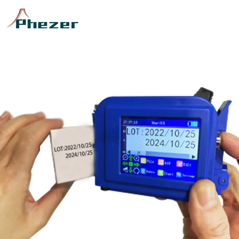 Phezer 휴대용 미니 프린터, PC11Plus, QR 바 배치 코드, 날짜 번호, 로고 만료 날짜, 휴대용 잉크젯 프린터, 12.7mm, 25.4mm