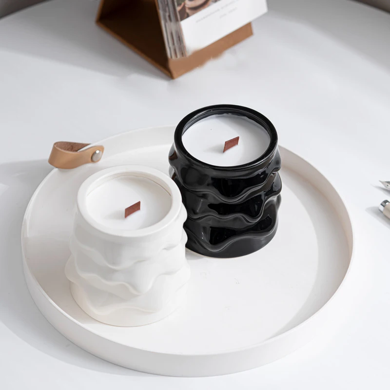 Northern Europe Empty Ceramic Candle Holders Matte Unique Candle Jar Decorations Ceramic Candle Vessel for Christmas Home Decor