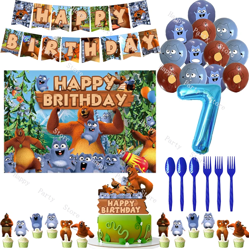 Grizzly And The Lemmings Birthday Party Decoration Balloon Backdrop Cake Topper Split Sales Birthday Party Supplies