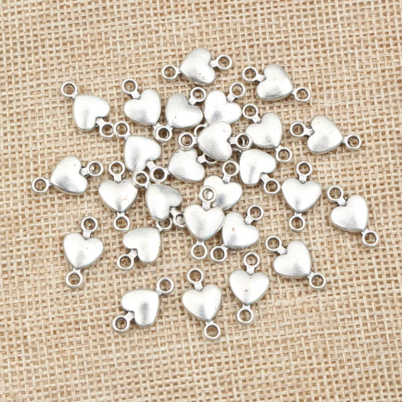 30Pcs 15X8Mm ชุบเงินโบราณและชุบทองแดง Heart Connector Handmade Charms จี้: DIY สำหรับสร้อยข้อมือสร้อยคอ