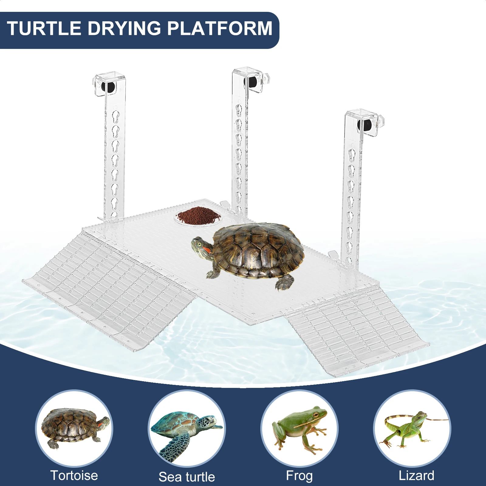 Adjustable Turtle Basking Platform Acrylic Clear Turtle Dock Ladder Climbing Fish Tank Habitat Float Island Aquarium Accessories