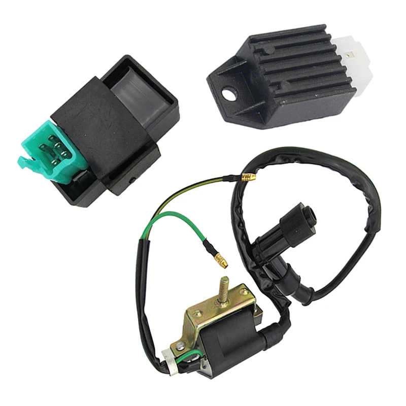 

3 шт. катушка зажигания мотоцикла CDI Box комплекты регуляторов выпрямителя подходят для 110cc 125cc 140cc PIT PRO велосипед