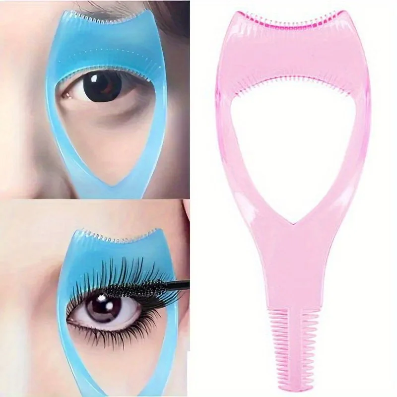 3-in-1-Augenschutz in Schwarz, mit Pinsel, Lockenwickler und Schild – integriertes Mascara-Werkzeug, ergonomischer Griff und Basis