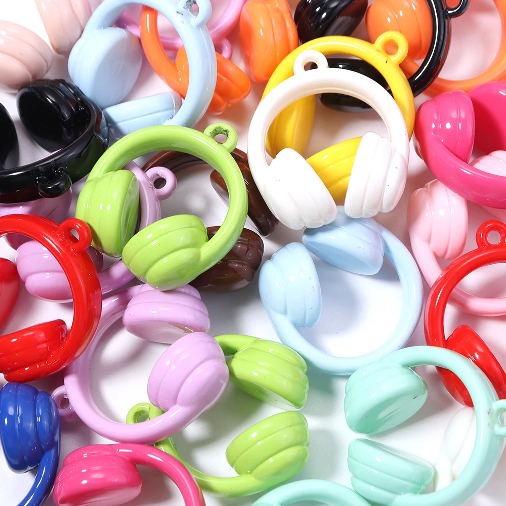 5pcs/lot Colorful Earphones Acrylic Beads Loose Spacer Beads For Jewelry Making DIY Keychain Handbag Pendant Accessories view 4