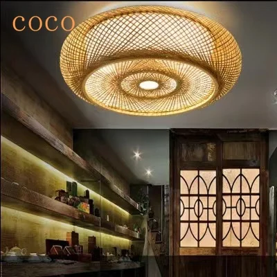 

40 50 60 Gold Creative Art Rattan Ceiling Light Shade Family Room Decoration Gloss Bamboo Art Hanging Chandelier Light Fixtures