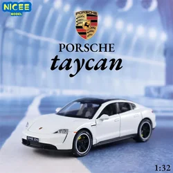 1:32 Porsche Taycan sports car Simulation Diecast Metal Alloy Model car Sound Light Pull Back Collection Kids Toy Gifts A547